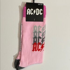 AC/DC Pink and Gray Casual Socks Official Merchandise  NWT